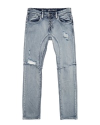 graue Jeans mit Destroyed-Effekten von BLUE MONKEY