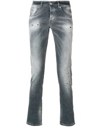 graue Jeans mit Destroyed-Effekten von Dondup