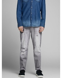 graue Jeans mit Destroyed-Effekten von Jack & Jones