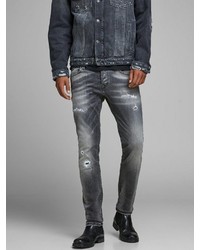 graue Jeans mit Destroyed-Effekten von Jack & Jones