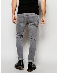 graue Jeans mit Destroyed-Effekten von Cheap Monday