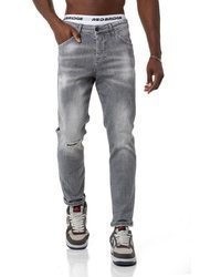 graue Jeans mit Destroyed-Effekten von Redbridge