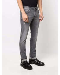 graue Jeans mit Destroyed-Effekten von Dondup