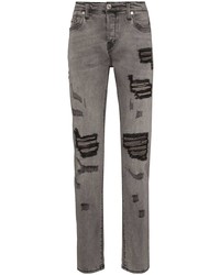graue Jeans mit Destroyed-Effekten von True Religion