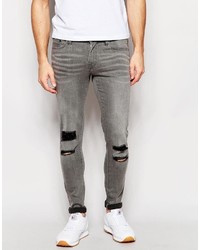 graue Jeans mit Destroyed-Effekten von WÅVEN