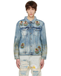 graue Jeansjacke mit Acid-Waschung