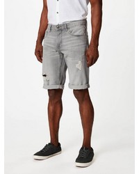 graue Jeansshorts mit Destroyed-Effekten von edc by Esprit