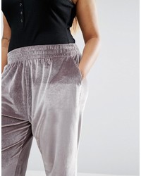 graue Jogginghose aus Samt von Asos