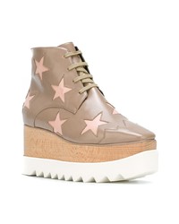 graue Keilstiefeletten aus Leder von Stella McCartney