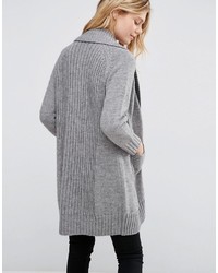 graue klobige Strickjacke mit einer offenen Front von Asos