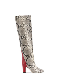 graue kniehohe Stiefel aus Leder mit Schlangenmuster von Gia Couture