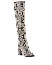 graue kniehohe Stiefel aus Leder mit Schlangenmuster von Tabitha Simmons