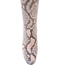 graue kniehohe Stiefel aus Leder mit Schlangenmuster von Casadei