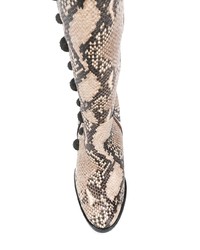 graue kniehohe Stiefel aus Leder mit Schlangenmuster von Rue St