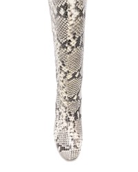 graue kniehohe Stiefel aus Leder mit Schlangenmuster von Gia Couture