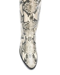 graue kniehohe Stiefel aus Leder mit Schlangenmuster von Schutz