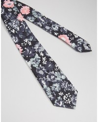 graue Krawatte mit Blumenmuster von Asos