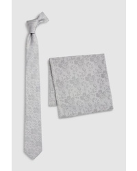 graue Krawatte mit Blumenmuster von next