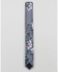 graue Krawatte mit Blumenmuster von Asos