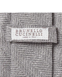 graue Krawatte mit Fischgrätenmuster von Brunello Cucinelli