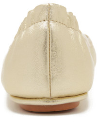 graue Leder Ballerinas von Tory Burch