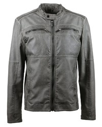 graue Leder Bomberjacke von John Devin