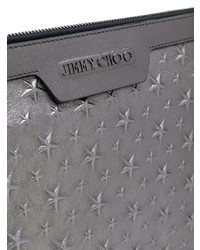 graue Leder Clutch Handtasche von Jimmy Choo