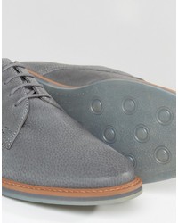 graue Leder Derby Schuhe von Frank Wright