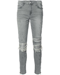 graue enge Jeans aus Leder von Amiri