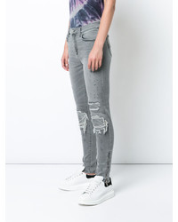 graue enge Jeans aus Leder von Amiri