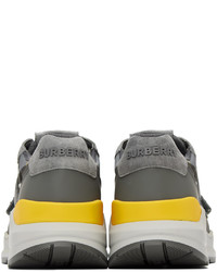 graue Leder niedrige Sneakers mit Karomuster von Burberry