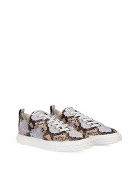 graue Leder niedrige Sneakers mit Schlangenmuster von Giuseppe Zanotti