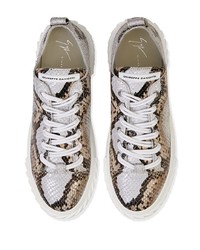 graue Leder niedrige Sneakers mit Schlangenmuster von Giuseppe Zanotti