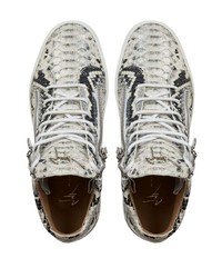 graue Leder niedrige Sneakers mit Schlangenmuster von Giuseppe Zanotti