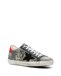 graue Leder niedrige Sneakers mit Schlangenmuster von Golden Goose