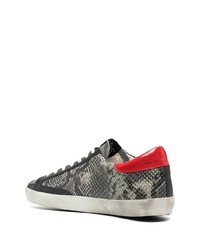 graue Leder niedrige Sneakers mit Schlangenmuster von Golden Goose