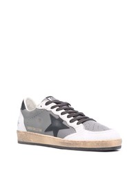 graue Leder niedrige Sneakers mit Sternenmuster von Golden Goose