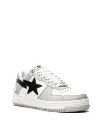 graue Leder niedrige Sneakers mit Sternenmuster von A Bathing Ape