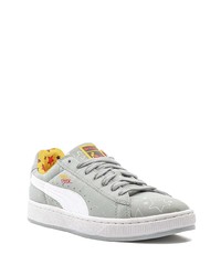 graue Leder niedrige Sneakers mit Sternenmuster von Puma