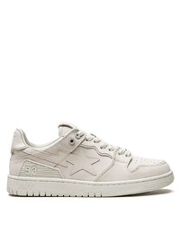 graue Leder niedrige Sneakers von A Bathing Ape