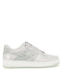 graue Leder niedrige Sneakers von A Bathing Ape