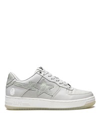 graue Leder niedrige Sneakers von A Bathing Ape