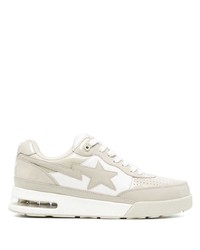 graue Leder niedrige Sneakers von A Bathing Ape