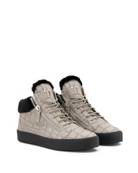 graue Leder niedrige Sneakers von Giuseppe Zanotti