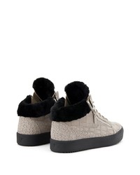 graue Leder niedrige Sneakers von Giuseppe Zanotti