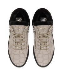 graue Leder niedrige Sneakers von Giuseppe Zanotti