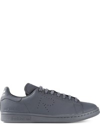 graue Leder niedrige Sneakers von Adidas By Raf Simons