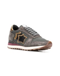 graue Leder niedrige Sneakers von atlantic stars