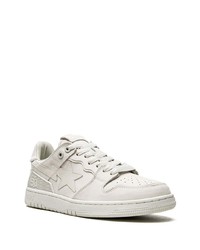 graue Leder niedrige Sneakers von A Bathing Ape