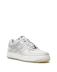 graue Leder niedrige Sneakers von A Bathing Ape